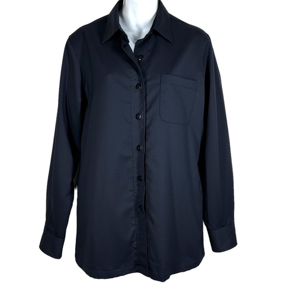 Faconnable Women’s Stretch Wool Shirt Jacket with Velvet Flip Cuffs Black M - Picture 9 of 10